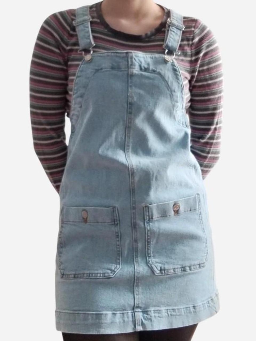 Celebrity Pink Light Blue Denim Overall Mini Dress